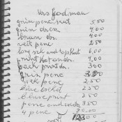 A sample notebook page from Sidonia’s customer dressmaking jobs and prices list Sidonia's Notes